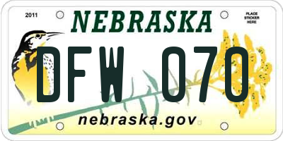 NE license plate DFW070