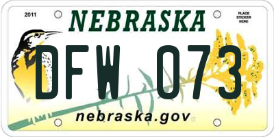 NE license plate DFW073