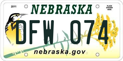 NE license plate DFW074