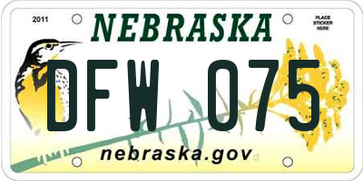NE license plate DFW075
