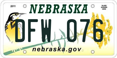 NE license plate DFW076