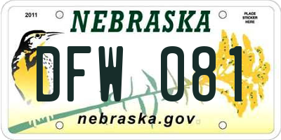 NE license plate DFW081