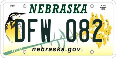 NE license plate DFW082