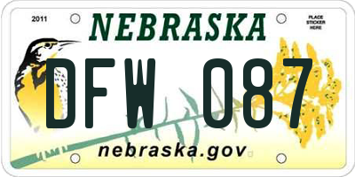NE license plate DFW087