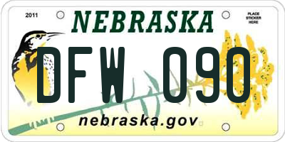 NE license plate DFW090