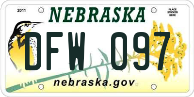 NE license plate DFW097