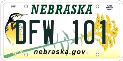 NE license plate DFW101