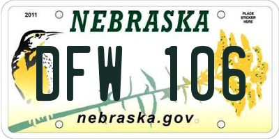NE license plate DFW106