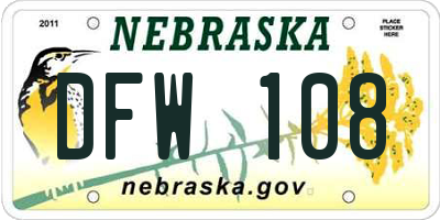 NE license plate DFW108