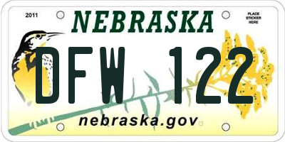NE license plate DFW122