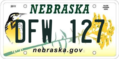 NE license plate DFW127