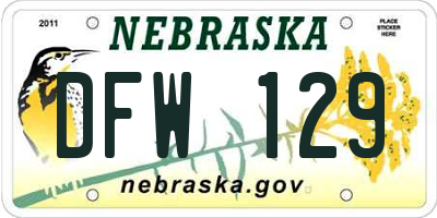 NE license plate DFW129