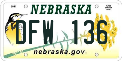 NE license plate DFW136