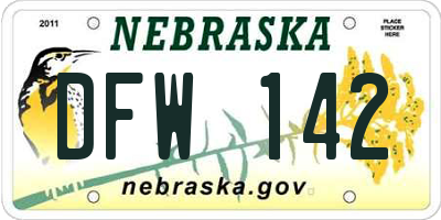 NE license plate DFW142