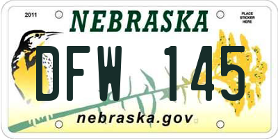 NE license plate DFW145