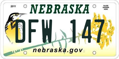 NE license plate DFW147