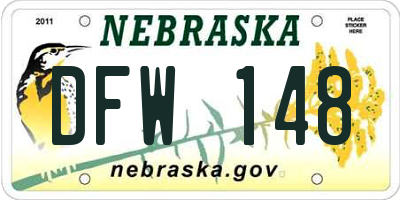 NE license plate DFW148