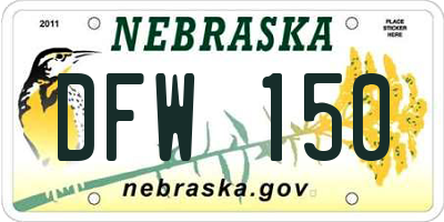 NE license plate DFW150