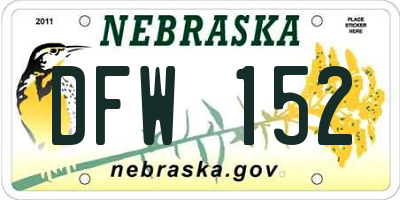 NE license plate DFW152