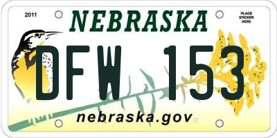 NE license plate DFW153