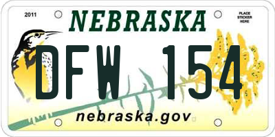 NE license plate DFW154