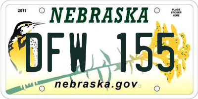 NE license plate DFW155