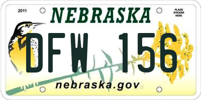 NE license plate DFW156