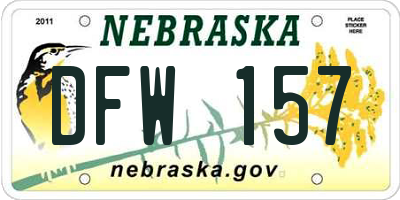 NE license plate DFW157