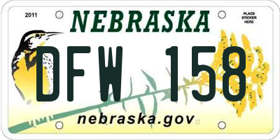 NE license plate DFW158