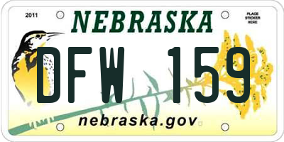 NE license plate DFW159