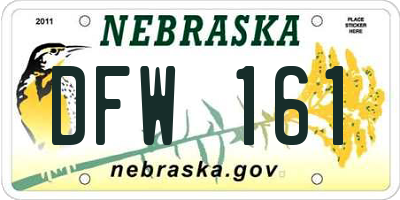 NE license plate DFW161