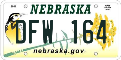 NE license plate DFW164