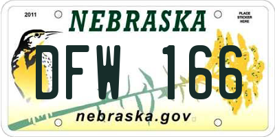 NE license plate DFW166