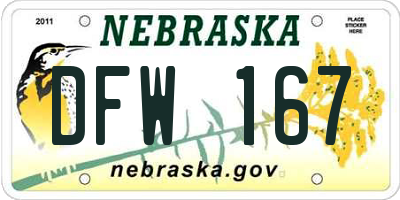 NE license plate DFW167
