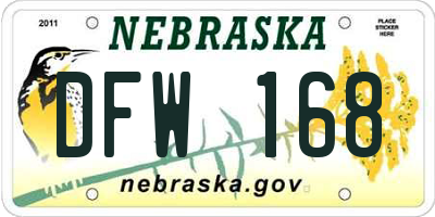 NE license plate DFW168