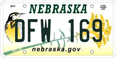 NE license plate DFW169