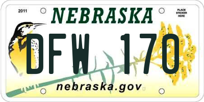 NE license plate DFW170