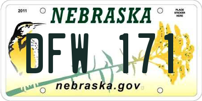 NE license plate DFW171