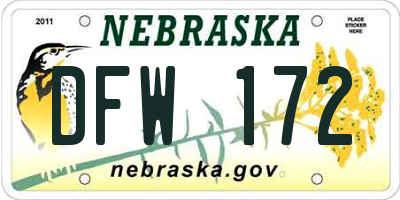 NE license plate DFW172