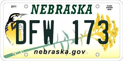 NE license plate DFW173