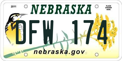 NE license plate DFW174
