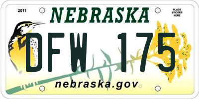 NE license plate DFW175