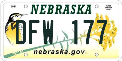 NE license plate DFW177