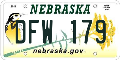 NE license plate DFW179