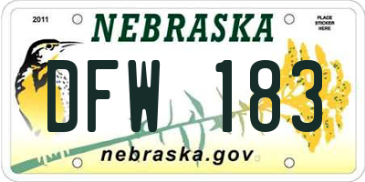 NE license plate DFW183
