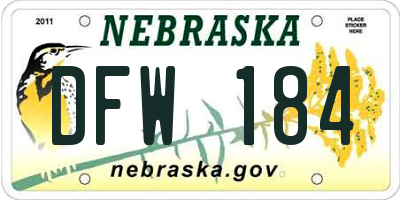 NE license plate DFW184