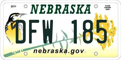 NE license plate DFW185