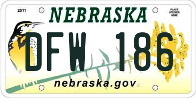 NE license plate DFW186
