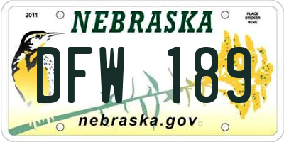 NE license plate DFW189