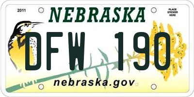 NE license plate DFW190